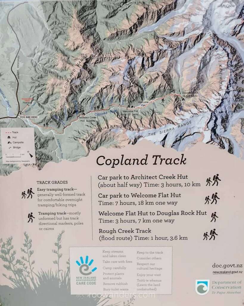 Map of Copland Track, New Zealand - RooWanders