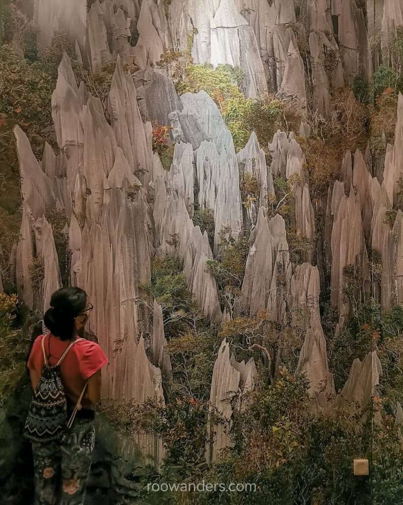 Fake peaks in the museum, Mulu National Park, Malaysia - RooWanders