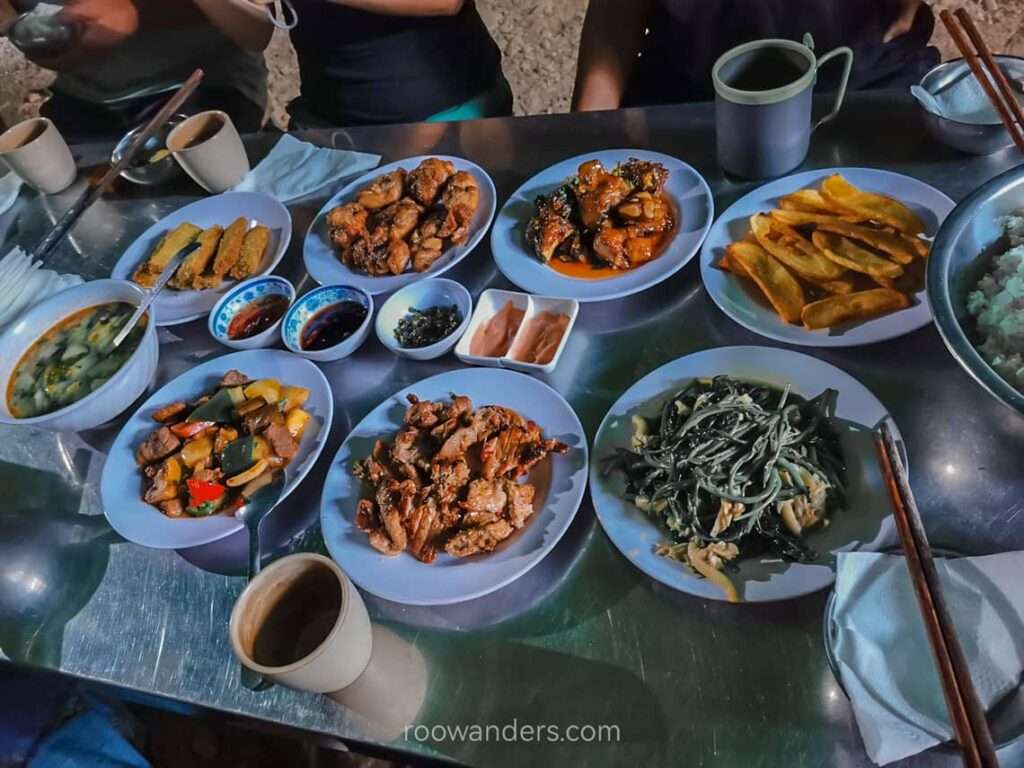Dinner at Hang En Camp, Vietnam - RooWanders
