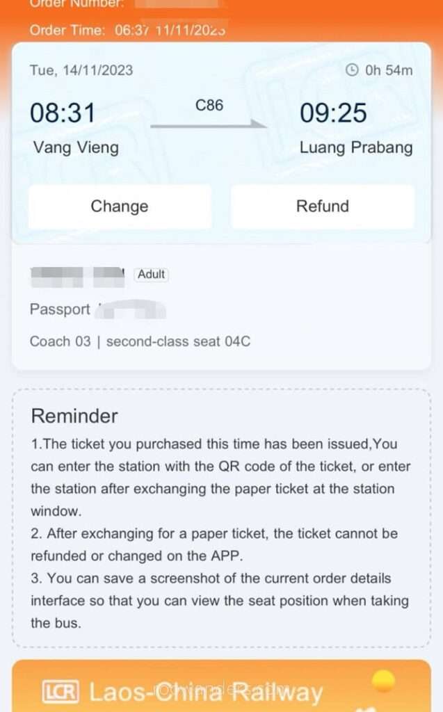 LCR ticket, Laos - RooWanders